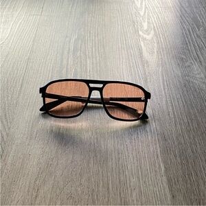 quay australia on the fly black & orange square aviator navigator sunglasses NEW